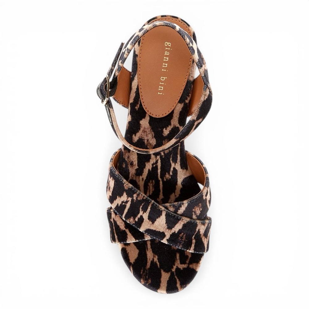 Gianni Bini Leopard Platform Sandals Women Velvet Joize Size 7.5 New - Picture 6 of 10